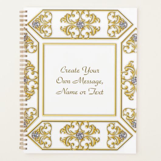 Elegante goldene Ziergrenze mit Diamantakzent Planer (Vorderseite)