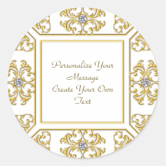 Elegante goldene Ziergrenze mit Diamantakzent Runder Aufkleber (Vorderseite)