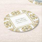 Elegante goldene Ziergrenze mit Diamantakzent Runder Pappuntersetzer (Angewinkelt)