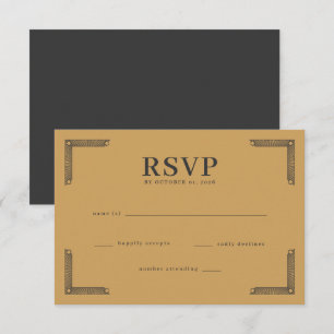 Elegante goldene Zierhalter RSVP Karte