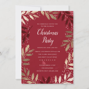 Elegante goldene Zweig-Blatt-Christmas-Party Einladung