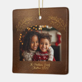 Elegante goldene Zweige Bogen Foto Braun Keramikornament (Links)