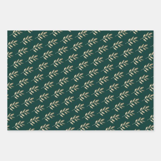 Elegante Goldene Zweigstelle Rot und Grün Weihnach Geschenkpapier Set (Vorderseite 3)