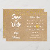 Elegante Goldenen Herzen Kalender Rustikales Boho Save The Date (Vorne/Hinten)