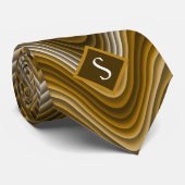 Elegante Goldenrod & Brown Waves Monogram Necktie Krawatte (Gerollt)