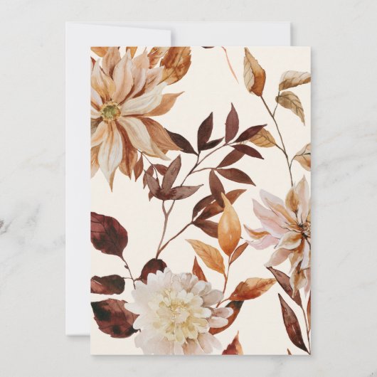 Elegante Goldfall Wasserfarbenblume Hochzeit Einladung (Rückseite)