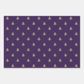 Elegante goldfarbene lila-grüne Weihnachtsbaumen Geschenkpapier Set (Vorderseite)