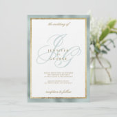 Elegante goldfarbene Monogramm-Initialen Einladung (Stehend Vorderseite)