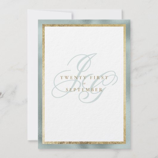 Elegante goldfarbene Monogramm-Initialen Einladung (Rückseite)