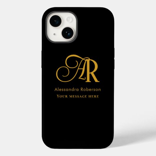 Elegante goldfarbene Monogramm & Name Case-Mate iPhone Hülle (Rückseite)