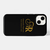 Elegante goldfarbene Monogramm & Name iPhone Hülle (Rückseite (Horizontal))