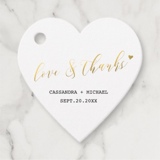 Elegante goldfarbene, schicke Script-Hochzeit Geschenkanhänger (Vorderseite)