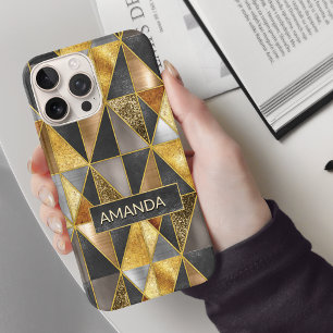 Elegante goldfarbene, silberfarbene geometrische D iPhone 16 Pro Hülle