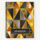 Elegante goldfarbene, silberfarbene geometrische D Notizblock (Vorderseite)