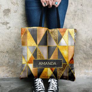 Elegante goldfarbene, silberfarbene geometrische D Tasche