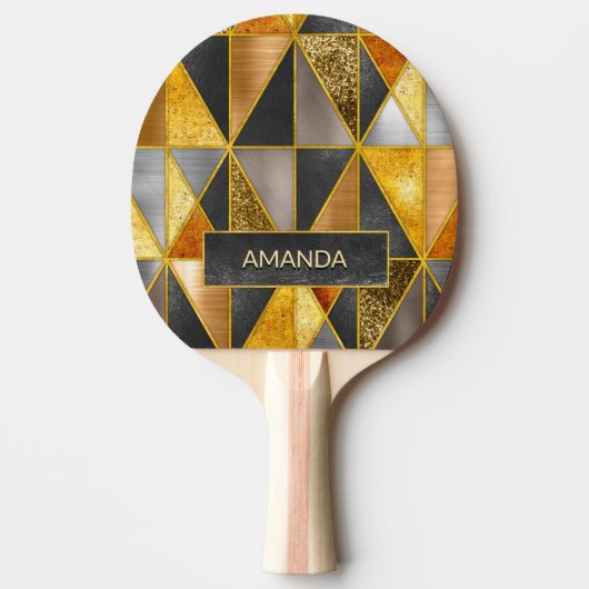 Elegante goldfarbene, silberfarbene geometrische D Tischtennis Schläger (Vorderseite)