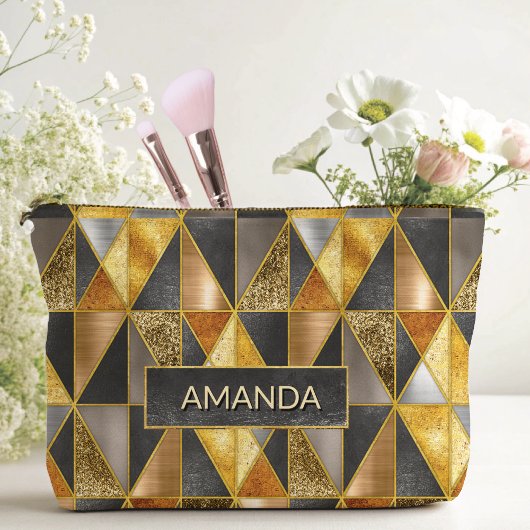 Elegante goldfarbene, silberfarbene geometrische D Zubehörtasche