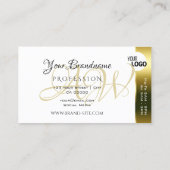 Elegante goldfarbene und weiße Streifen hinzufügen Visitenkarte (Rückseite)