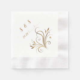 Elegante Goldfiligran- und Blatt-Verzierung Hochze Serviette