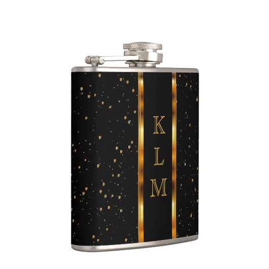 Elegante Goldflocken mit DIY Monogram Flachmann (Rechts)