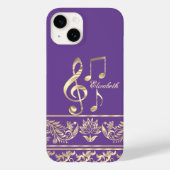Elegante Goldflora, Violinschlüssel, Lila Case-Mate iPhone Hülle (Rückseite)