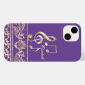 Elegante Goldflora, Violinschlüssel, Lila Case-Mate iPhone Hülle (Rückseite (Horizontal))