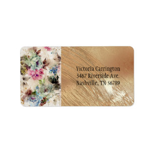 Elegante Goldflorale Wasserfarbe Abstrakt Hochzeit Adressaufkleber