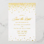 Elegante Goldfoil Confetti Dots Save the Date Folieneinladung (Vorderseite)