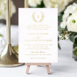 Elegante Goldfoil Wappen Leaf Monogram Wedding Folieneinladung<br><div class="desc">Elegantes Gold Foil Wappen Leaf Monogram Laurel Hochzeitseinladung. Traditionelle Hochzeitseinladung. Einladung zur klassischen Hochzeit</div>