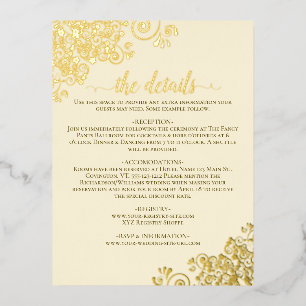 Elegante Goldfolie auf Cream Wedding Details Card Folie Einladungspostkarte