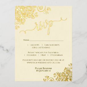 Elegante Goldfolie auf Cream Wedding RSVP Card Folie Einladungspostkarte