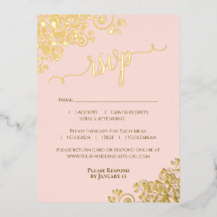 Elegante Goldfolie auf Rosa Hochzeitskarte Folie Einladungspostkarte