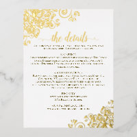 Elegante Goldfolie auf White Wedding Details Card