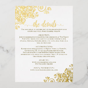 Elegante Goldfolie auf White Wedding Details Card Folie Einladungspostkarte
