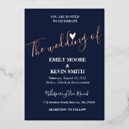 Elegante Goldfolie aus Marineblau Folieneinladung