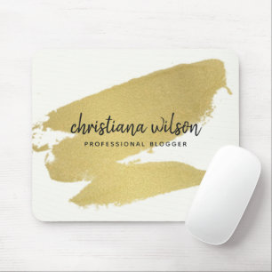 ELEGANTE GOLDFOLIE BLACK BRUSH STROKE KALLIGRAPHIE MOUSEPAD