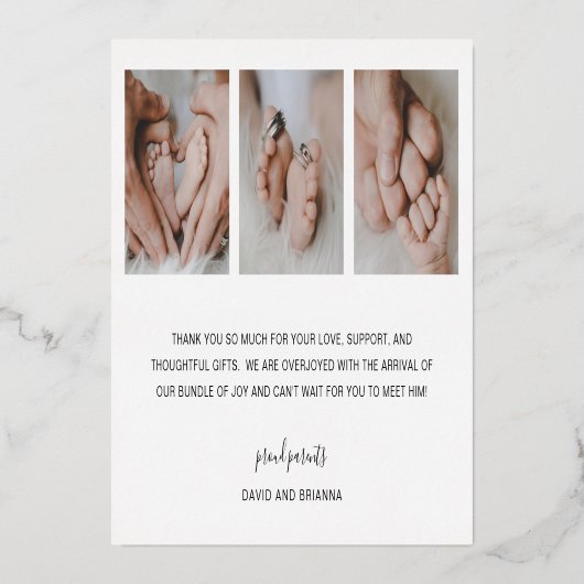 Elegante Goldfolie Einfaches Foto Ankündigung (Rückseite)