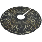 Elegante Goldfolie Filigree Scrollwork Black Polyester Weihnachtsbaumdecke (Schrägansicht)