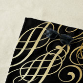 Elegante Goldfolie Filigree Scrollwork Black Strandtuch (Beispiel)