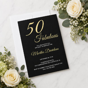 Elegante Goldfolie Fünfzig und Fantastische 50. Ge Folieneinladung