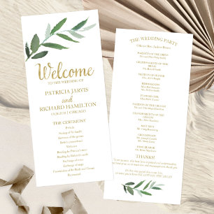 Elegante Goldfolie-Grün-Hochzeitsprogramme Programm