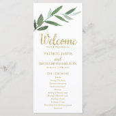 Elegante Goldfolie-Grün-Hochzeitsprogramme Programm (Vorderseite)