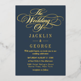 Elegante Goldfolie Hochzeit Folieneinladung