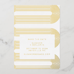 Elegante Goldfolie Moderne Linien Save The Date Ka Folieneinladung