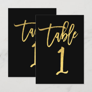 Elegante Goldfolie Moderne Schrift Tisch Nummer 1 Einladung