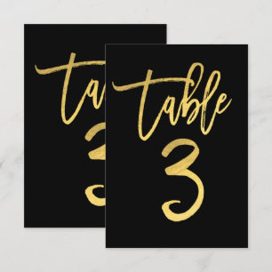 Elegante Goldfolie Moderne Schrift Tisch Nummer 3 Einladung