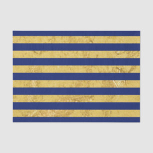 Elegante Goldfolie und blauer Streifen-Muster Seidenpapier