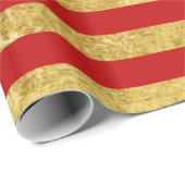 Elegante Goldfolie und rotes Streifen-Muster Geschenkpapier (Rolleneckpunkt)
