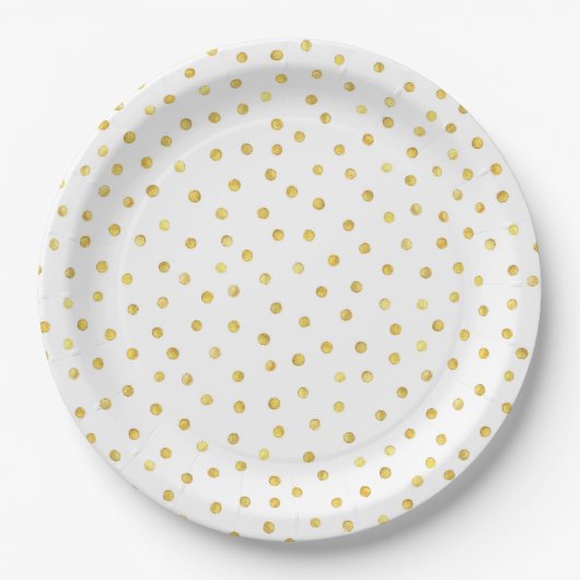 Elegante Goldfolieconfetti-Punkte Pappteller (Vorderseite)