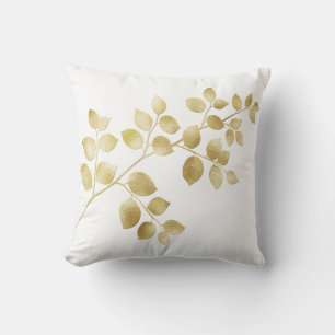 Elegante Goldfolien-Blätter Kissen
